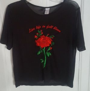 Sheer Black Rose Top